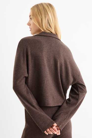 Damen - Pullover - gerippt - braun