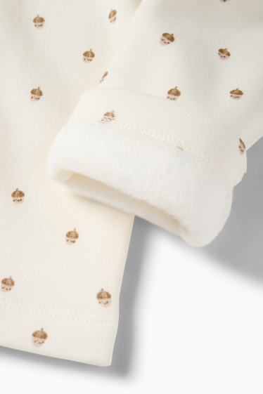 Unisex - Ghindă - pantaloni de trening bebeluși - căptușiți cu pluș - alb-crem