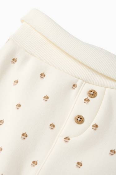 Unisex - Ghindă - pantaloni de trening bebeluși - căptușiți cu pluș - alb-crem