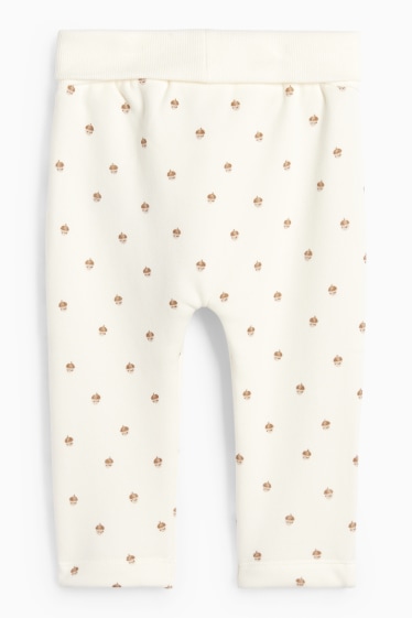 Unisex - Ghindă - pantaloni de trening bebeluși - căptușiți cu pluș - alb-crem
