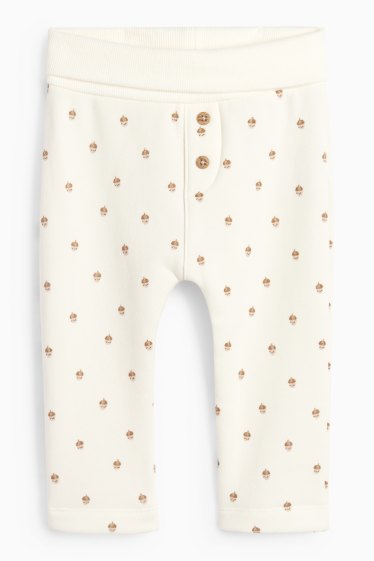 Unisex - Ghindă - pantaloni de trening bebeluși - căptușiți cu pluș - alb-crem
