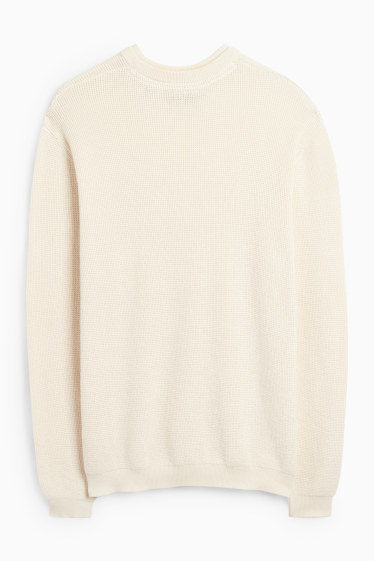 Herren - Pullover - strukturiert - cremeweiß