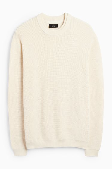 Herren - Pullover - strukturiert - cremeweiß