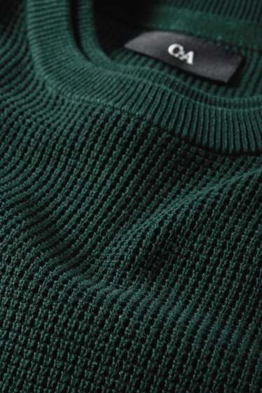Herren - Pullover - strukturiert - dunkelgrün