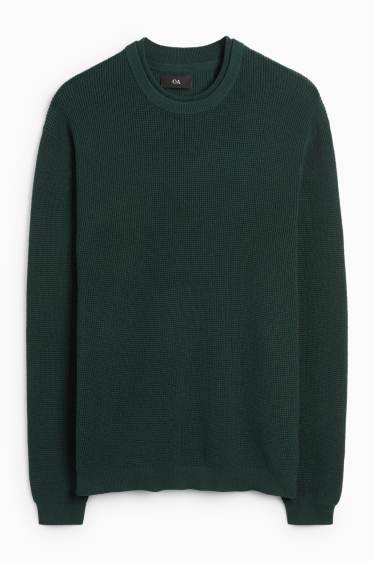 Herren - Pullover - strukturiert - dunkelgrün