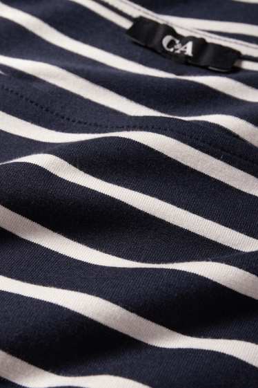 Femmes - Haut à manches longues - regular fit - rayures - bleu foncé / blanc crème