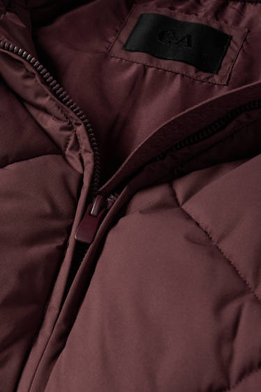 Dames - Jas met stiksels en capuchon - waterafstotend - rood