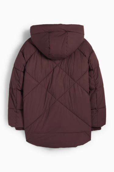 Dames - Jas met stiksels en capuchon - waterafstotend - rood