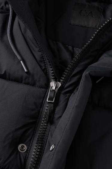 Men - Quilted coat with hood - black
