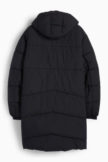 Men - Quilted coat with hood - black
