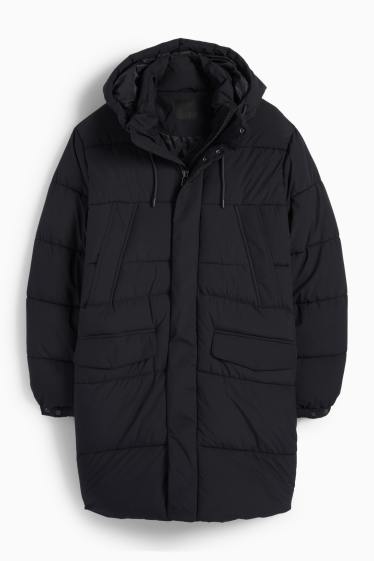 Men - Quilted coat with hood - black