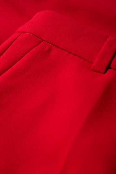 Women - Business trousers - mid-rise waist - regular fit - red