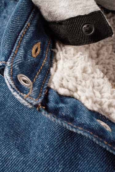 Kinderen: jongens - Overhemdjas van denim, met capuchon - jeansblauw