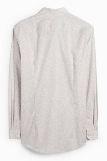 Pánské - Business košile - slim fit - kent - se vzorem - světle šedá