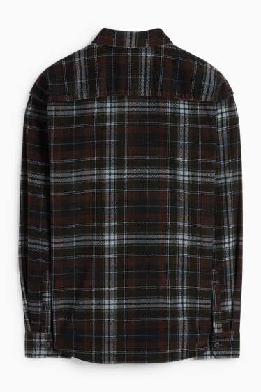 Men - Corduroy trousers - loose fit - kent collar - check - black