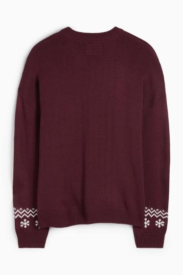 Women - Christmas jumper - Mickey Mouse - bordeaux