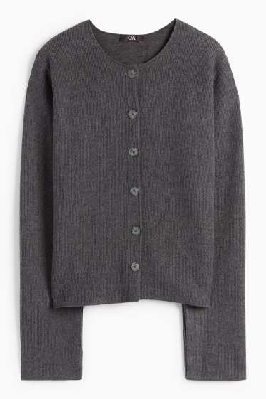 Dames - Vest - geribd - donkergrijs