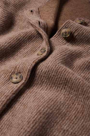 Women - Cardigan - ribbed - brown