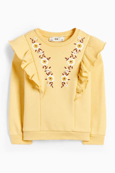 Enfants filles - Fleurs - sweat - jaune