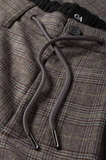 Men - Chinos - tapered fit - check - gray-brown