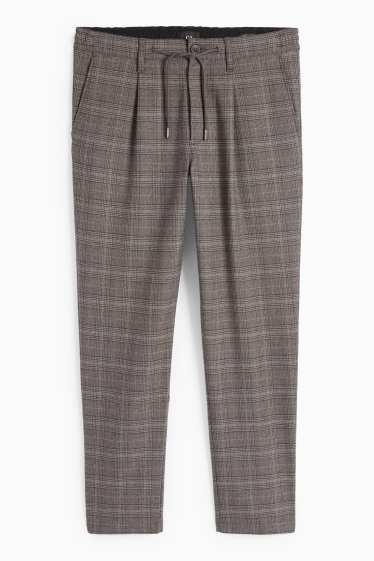 Men - Chinos - tapered fit - check - gray-brown