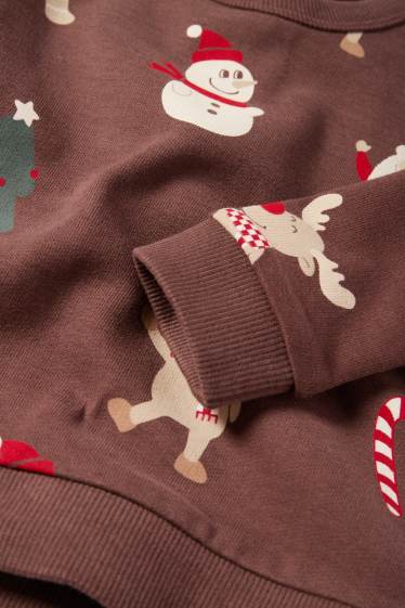 Bébés garçons - Père Noël et renne - sweat pour bébé de Noël - marron foncé