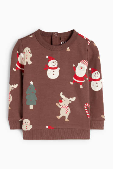 Bébés garçons - Père Noël et renne - sweat pour bébé de Noël - marron foncé