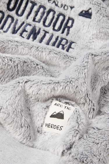 Kinder Jungen - Kunstfell-Hoodie - grau