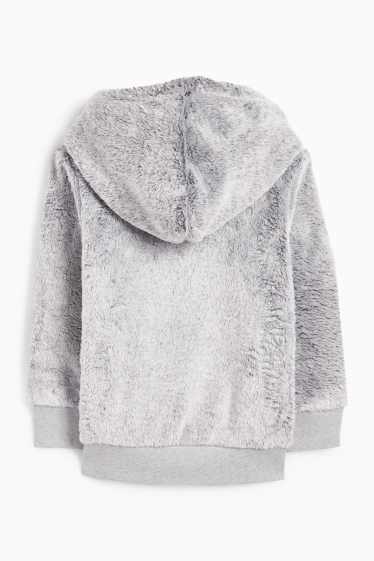Kinder Jungen - Kunstfell-Hoodie - grau