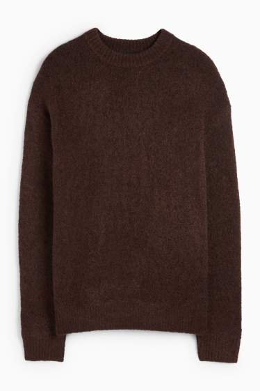 Pánské - Buklé svetr - tmavohnědá