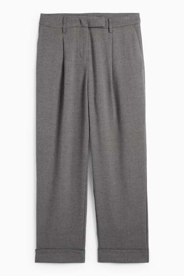 Dámské - Plátěné kalhoty - mid waist - straight fit - šedá
