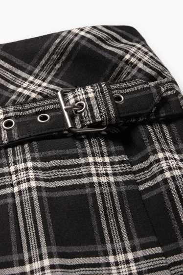 Children Girls - Skirt - check - black / white