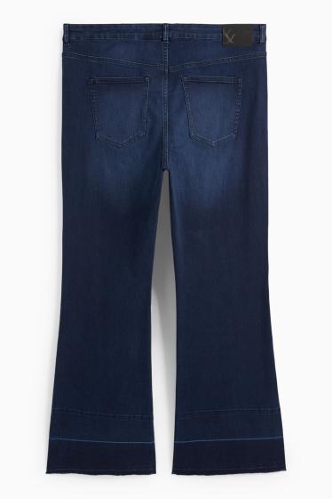Women - Flared jeans - mid-rise waist - denim-dark blue