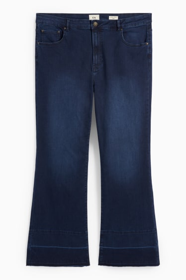 Women - Flared jeans - mid-rise waist - denim-dark blue