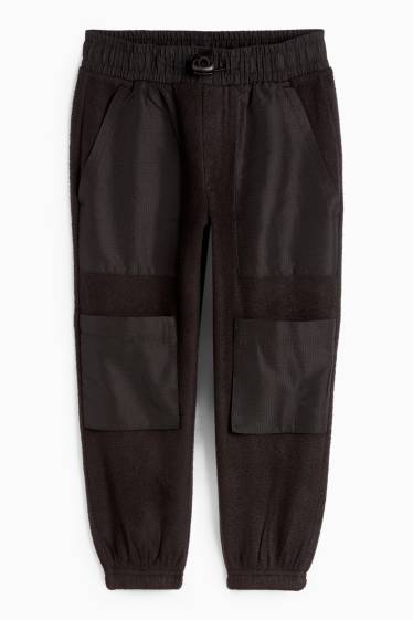 Kinder Jungen - Fleece-Cargo-Jogginghose - schwarz