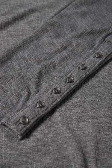 Women - Long sleeve top - regular fit - ribbed - dark gray