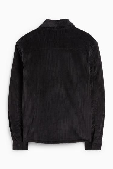 Men - Corduroy shirt jacket - relaxed fit - lined - kent collar - black
