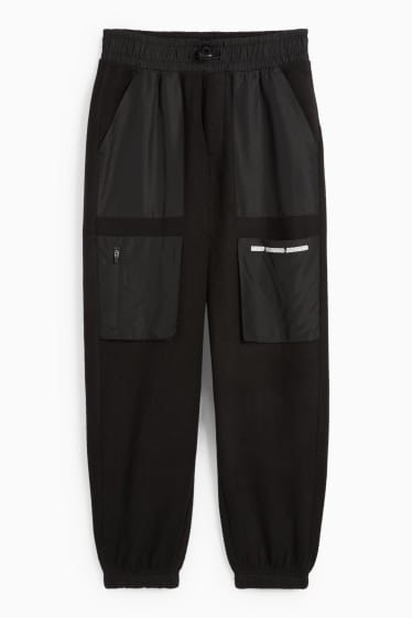 Nen - Pantalons de xandall cargo de teixit polar - negre