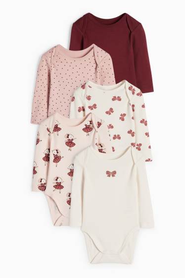 Neonate - Confezione da 5 - ballerina e fiocchetto - body per neonate - rosa