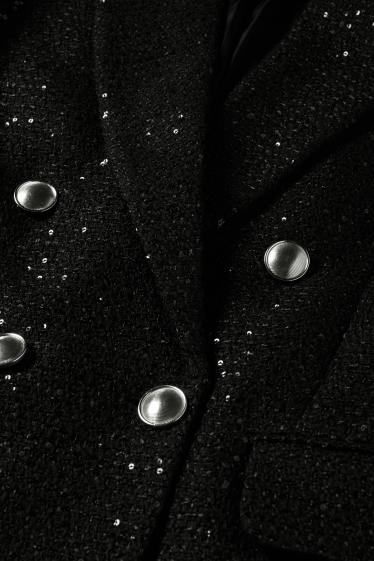 Dámské - Business blejzr s flitry - regular fit - černá