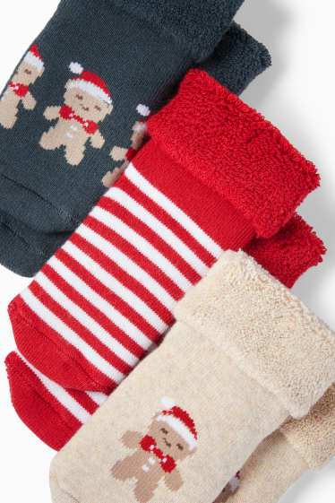 Baby Girls - Multipack of 3 - gingerbread - Christmas baby socks with motif - light beige