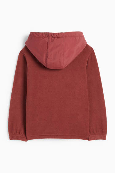 Děti - chlapci - Fleecová mikina s kapucí - bordeaux