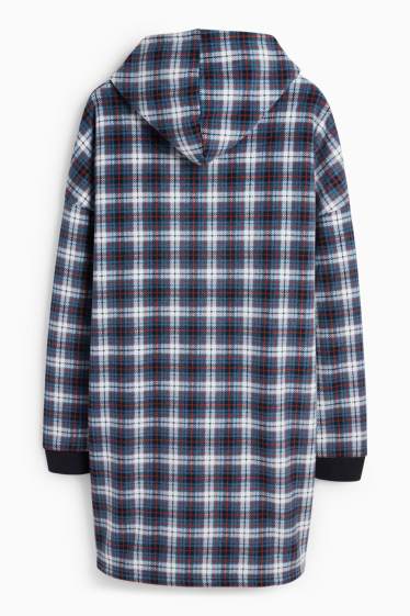 Men - Hoodie blanket - check - dark blue