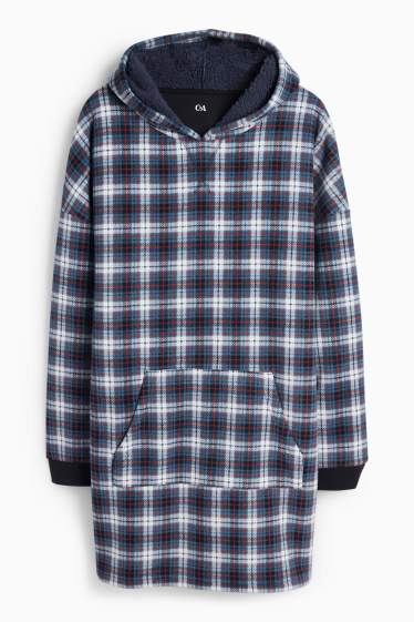 Men - Hoodie blanket - check - dark blue
