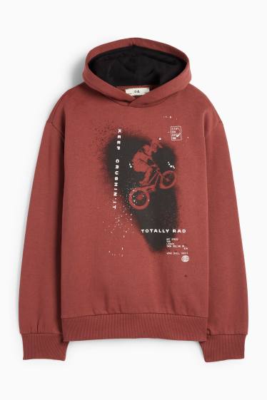 Děti - chlapci - BMX - mikina s kapucí - hnědá