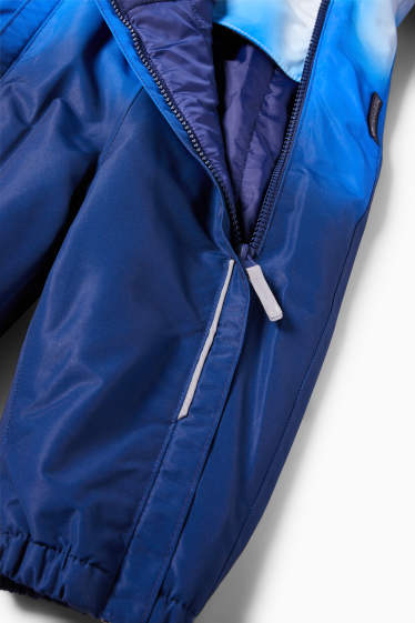 Enfants garçons - Combinaison de ski à capuche - imperméable - à motif - bleu foncé