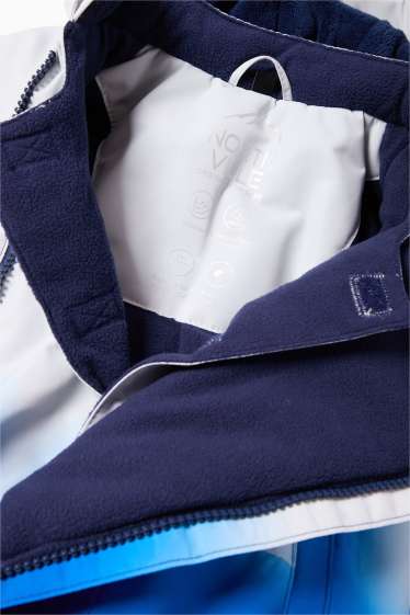 Enfants garçons - Combinaison de ski à capuche - imperméable - à motif - bleu foncé