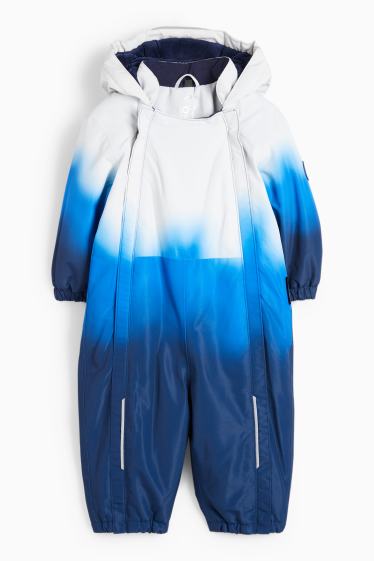 Enfants garçons - Combinaison de ski à capuche - imperméable - à motif - bleu foncé