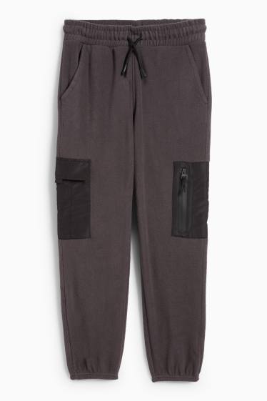 Copii - Băieți - Pantaloni de trening cargo din fleece - gri închis