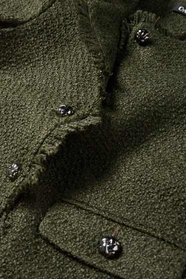 Women - Cropped bouclé blazer - regular fit - dark green
